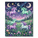 Whimsical Celestial Unicorn Starry Night Meadow Rug
