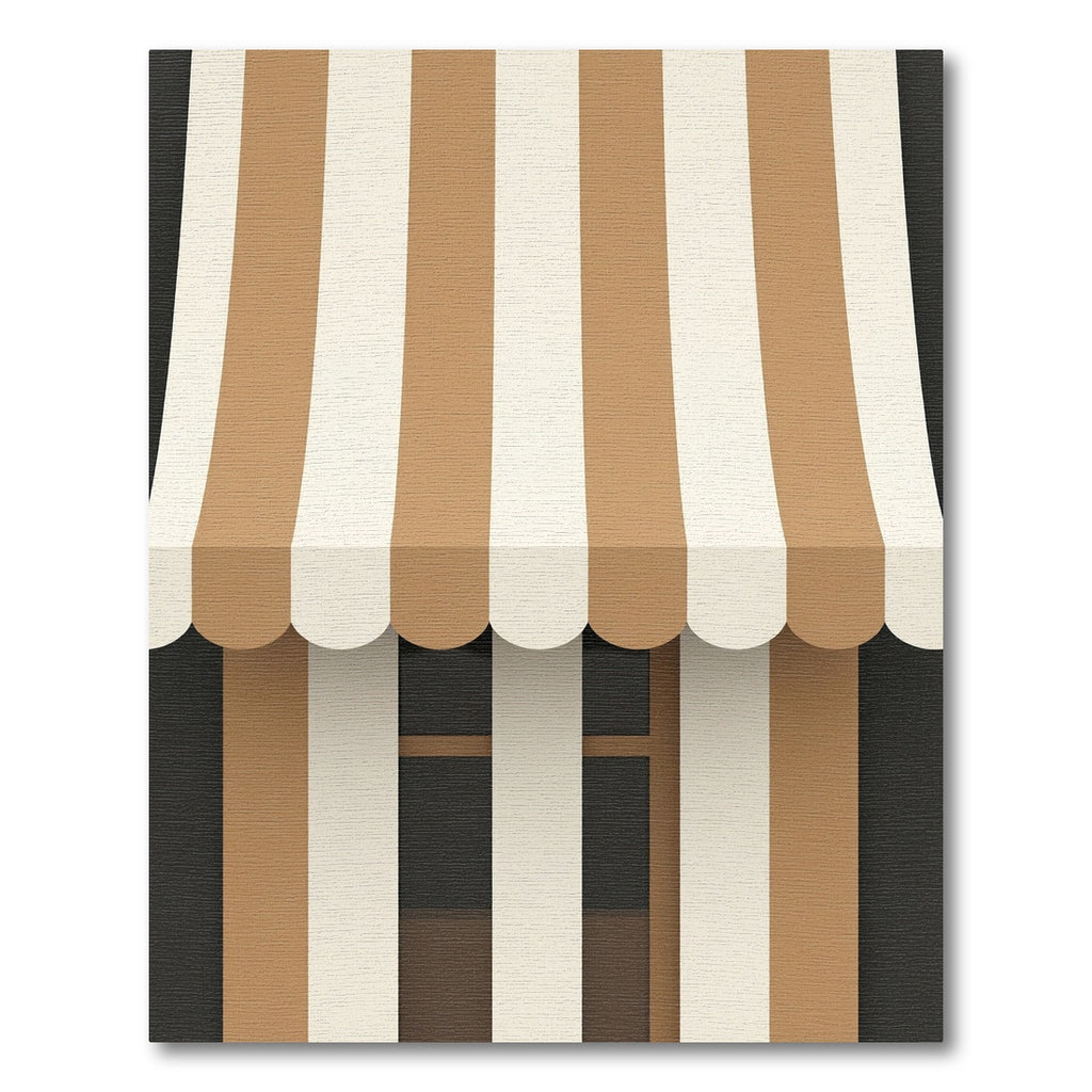 Brown Cream Vertical Stripe Awning Rug