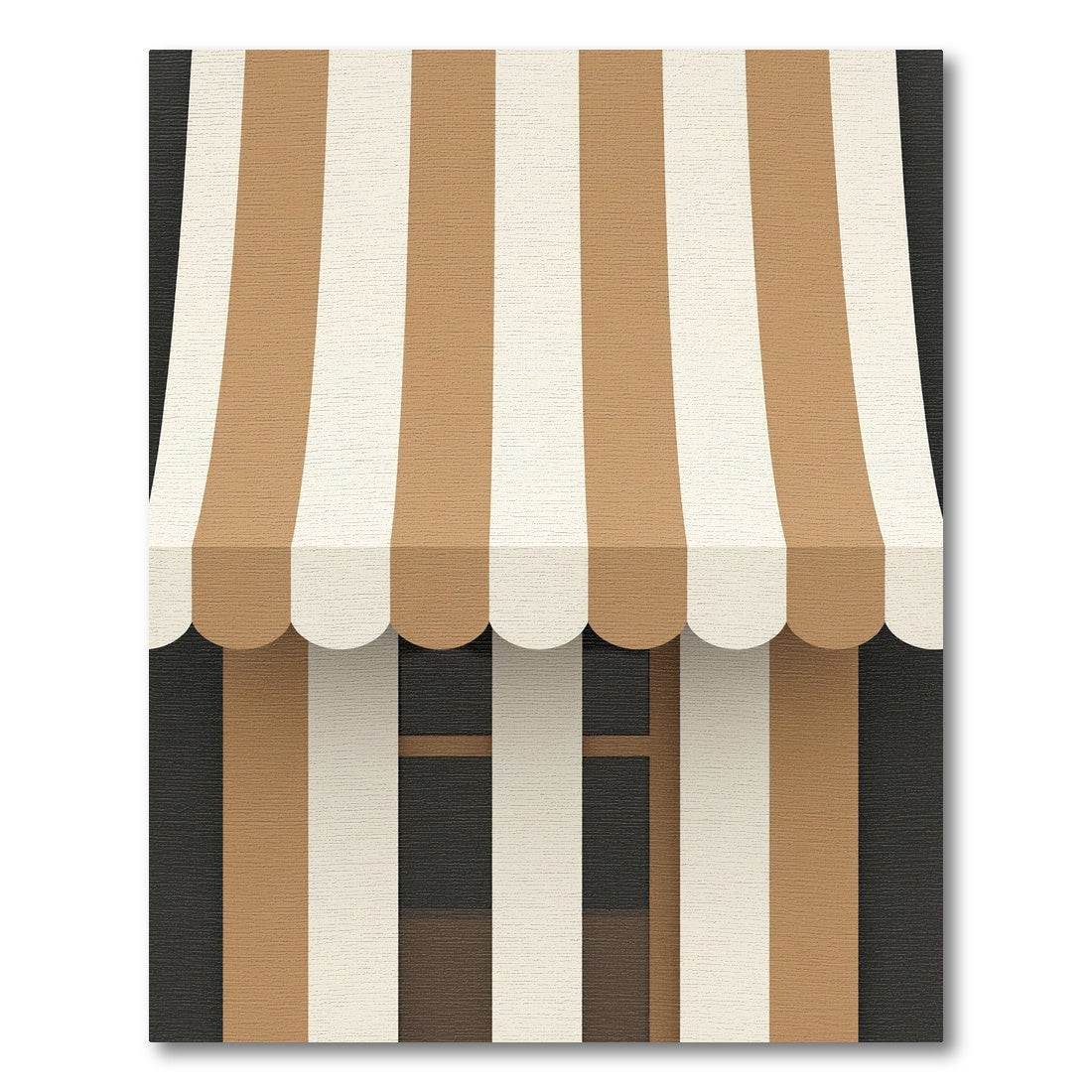 Brown Cream Vertical Stripe Awning Rug