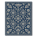 Indigo Floral Vine Damask Rectangular Area Rug