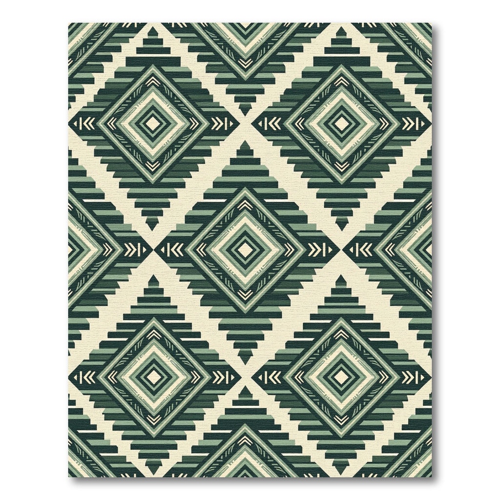 Emerald Geometric Aztec Diamond Rug