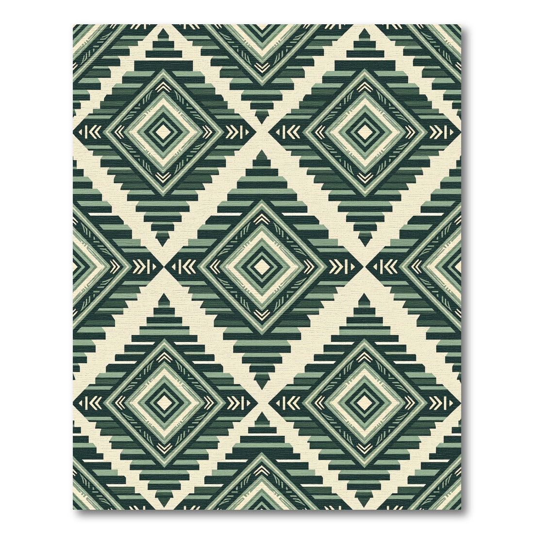 Emerald Geometric Aztec Diamond Rug