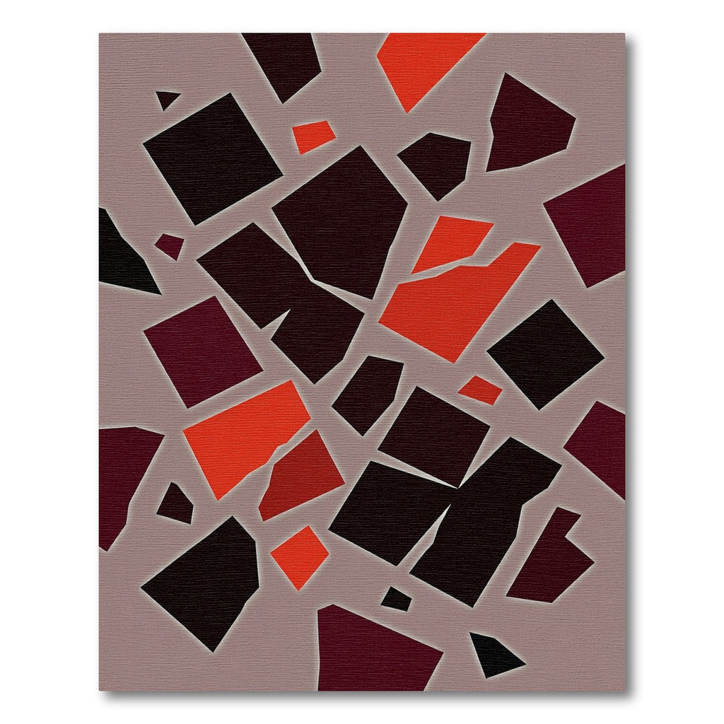 Modern Scarlet and Charcoal Block Abstract Rug