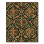 Orange Floral Koi Diamond Arrangement Rug