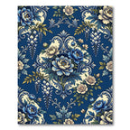 Royal Blue Floral Scrollwork Medallion Rug