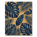 Lush Navy Tropical Foliage Amber Background Rug