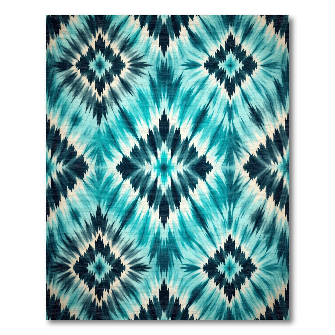 Teal Abstract Diamond Burst Rug