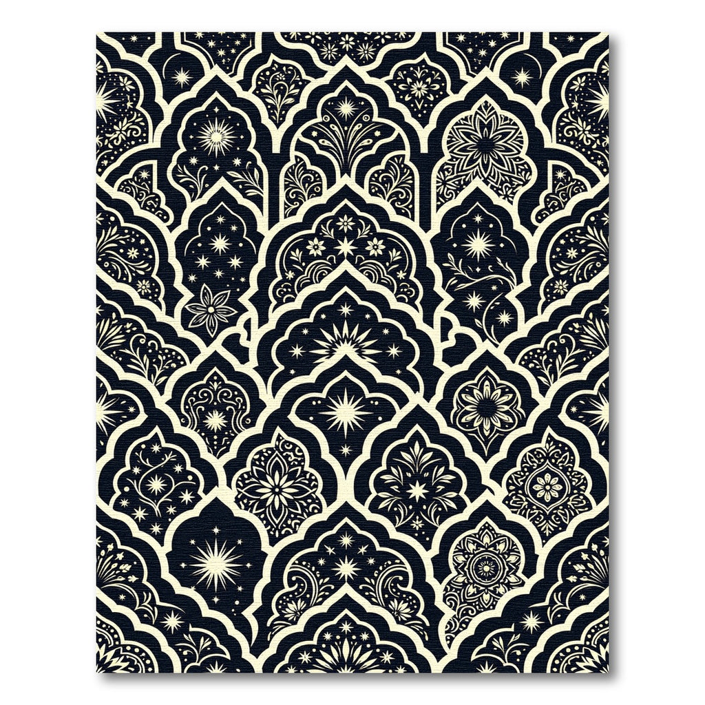 Midnight Ivory Geometric Floral Archways Rug