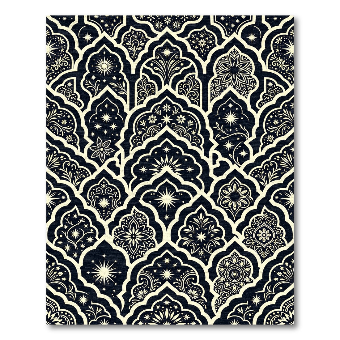 Midnight Ivory Geometric Floral Archways Rug