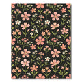Coral Pink Floral Sprigs Dark Rug