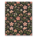 Coral Pink Floral Sprigs Dark Rug