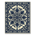 Dark Blue Floral Medallion Lattice Rug