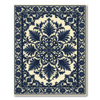 Dark Blue Floral Medallion Lattice Rug