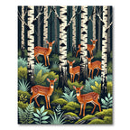 Whimsical Woodland Fawn Birch Forest Rug