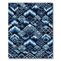 Deep Blue Scaled Ikat Floral Rug