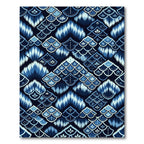 Deep Blue Scaled Ikat Floral Rug