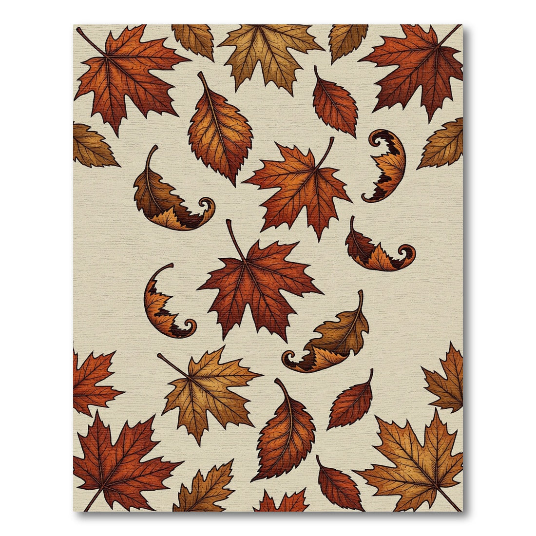 Cozy Autumnal Harvest Falling Leaves Rug
