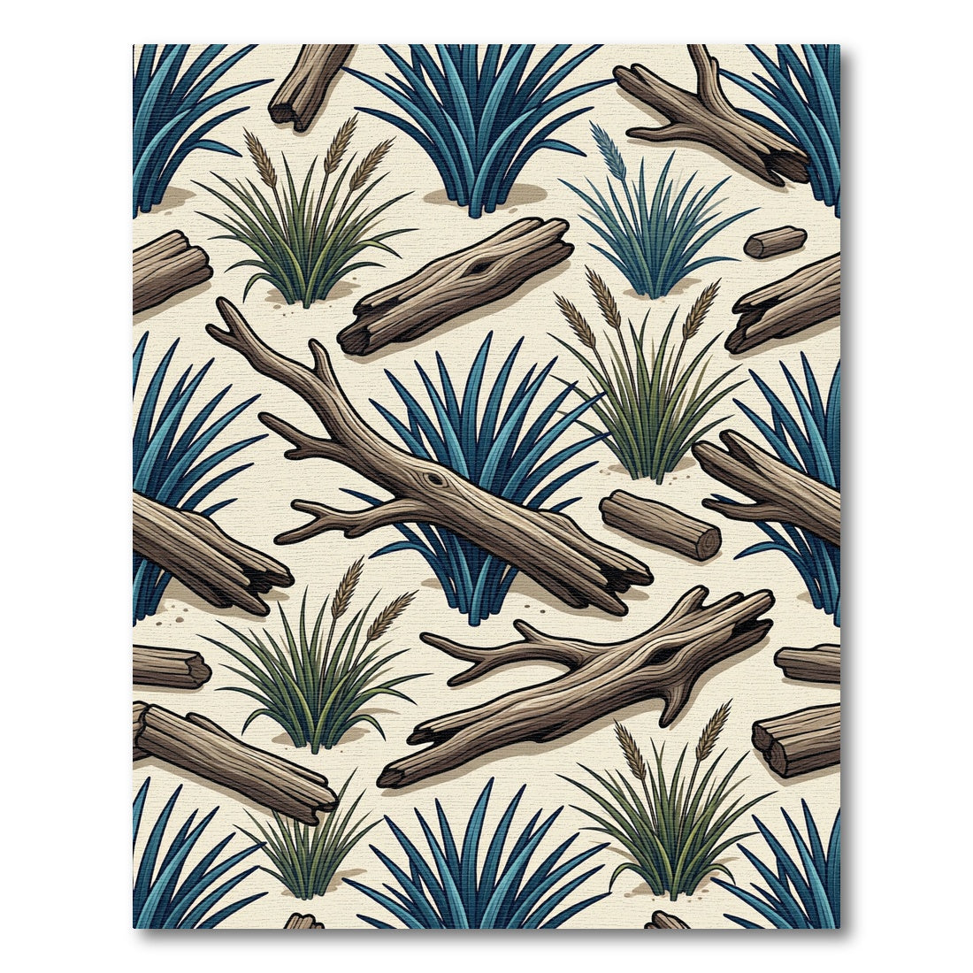 Rustic Blue Agave and Driftwood Forest Rug