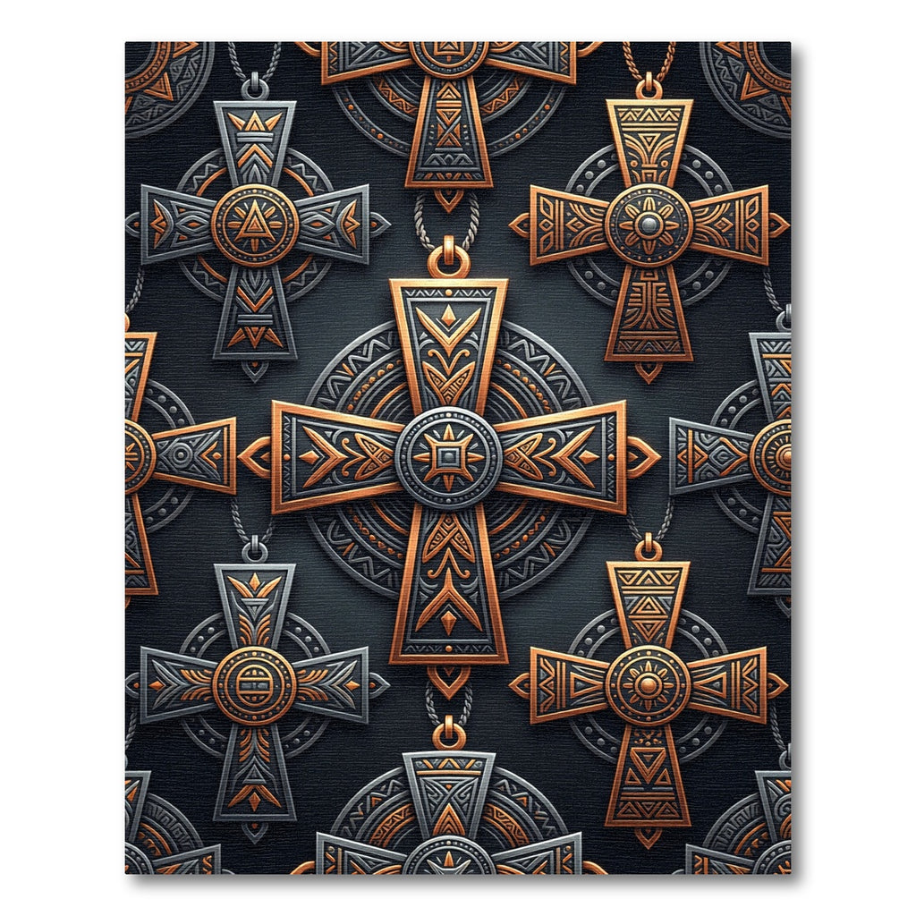 Ornate Gray Copper Celtic Cross Rug