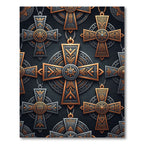 Ornate Gray Copper Celtic Cross Rug