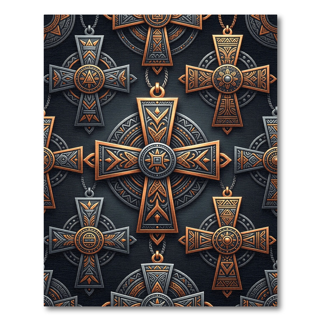 Ornate Gray Copper Celtic Cross Rug