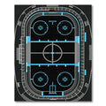 Modern Neon Blue Hockey Rink Graphic Rug