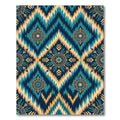 Teal and Golden Ikat Medallion Rug