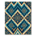 Teal and Golden Ikat Medallion Rug