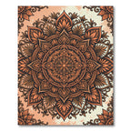 Intricate Terracotta Floral Mandala Medallion Rug