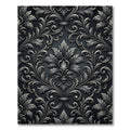 Elegant Charcoal Silver Damask Filigree Rug