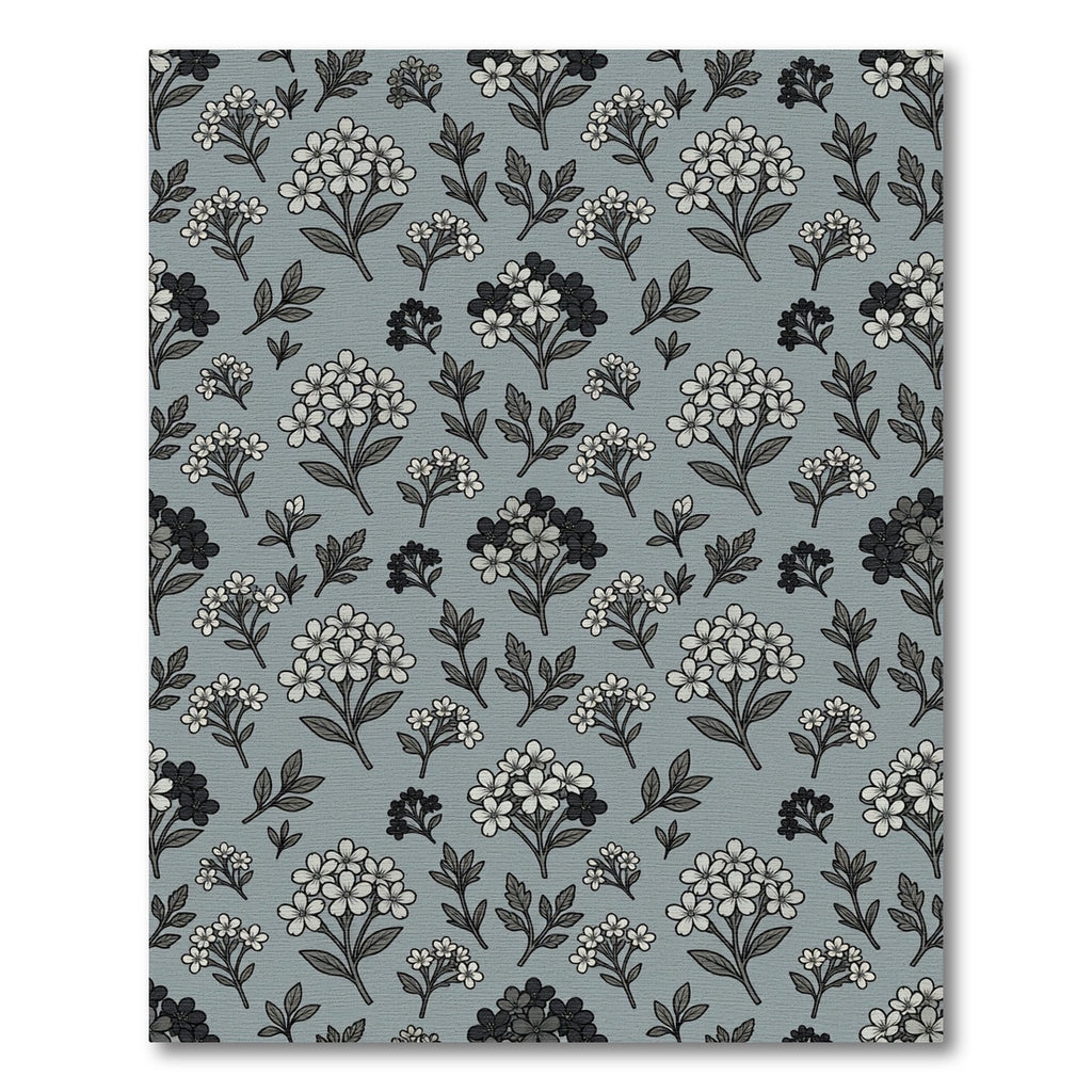 Gray White Floral Blossom Cluster Rug