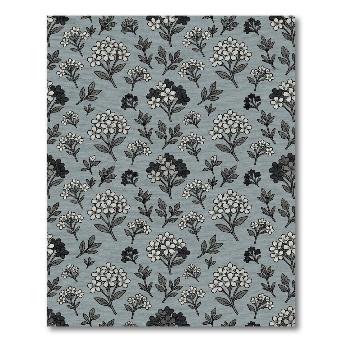 Gray White Floral Blossom Cluster Rug
