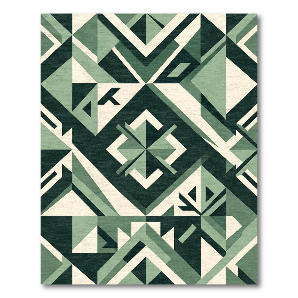 Sage Geometric Emerald Sharp Abstract Art Rug