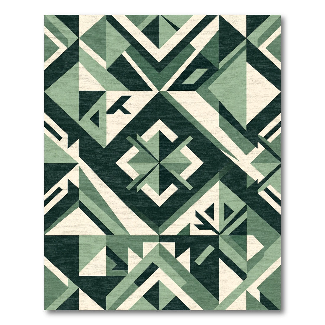 Sage Geometric Emerald Sharp Abstract Art Rug