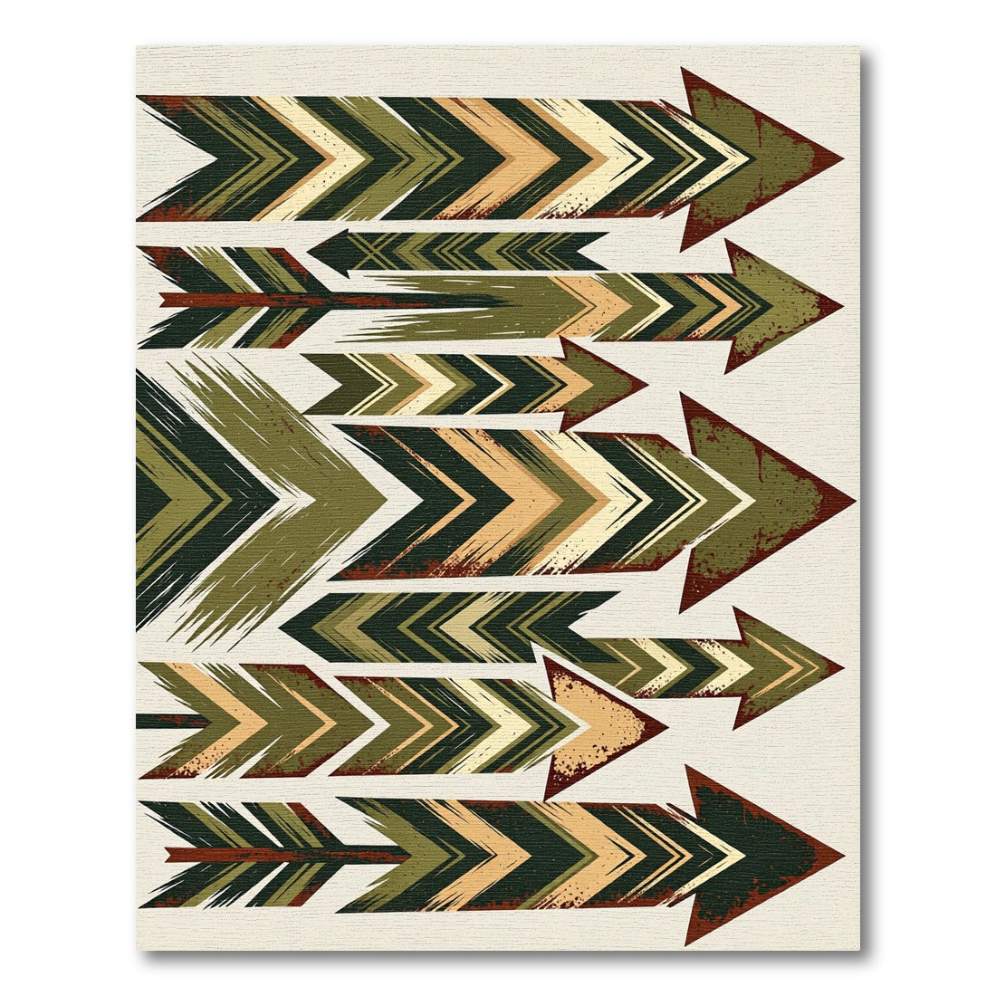 Rustic Geometric Arrow Composition Rug