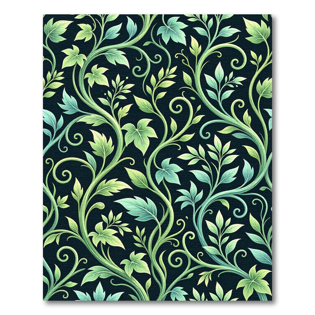 Lush Emerald Ivy Serpentine Vine Art Rug