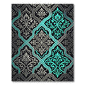 Elegant Teal and Silver Damask Ornate Rug