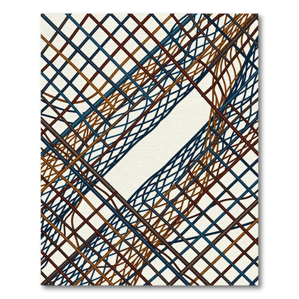 Intertwined Woven Lines Blue Brown Rug