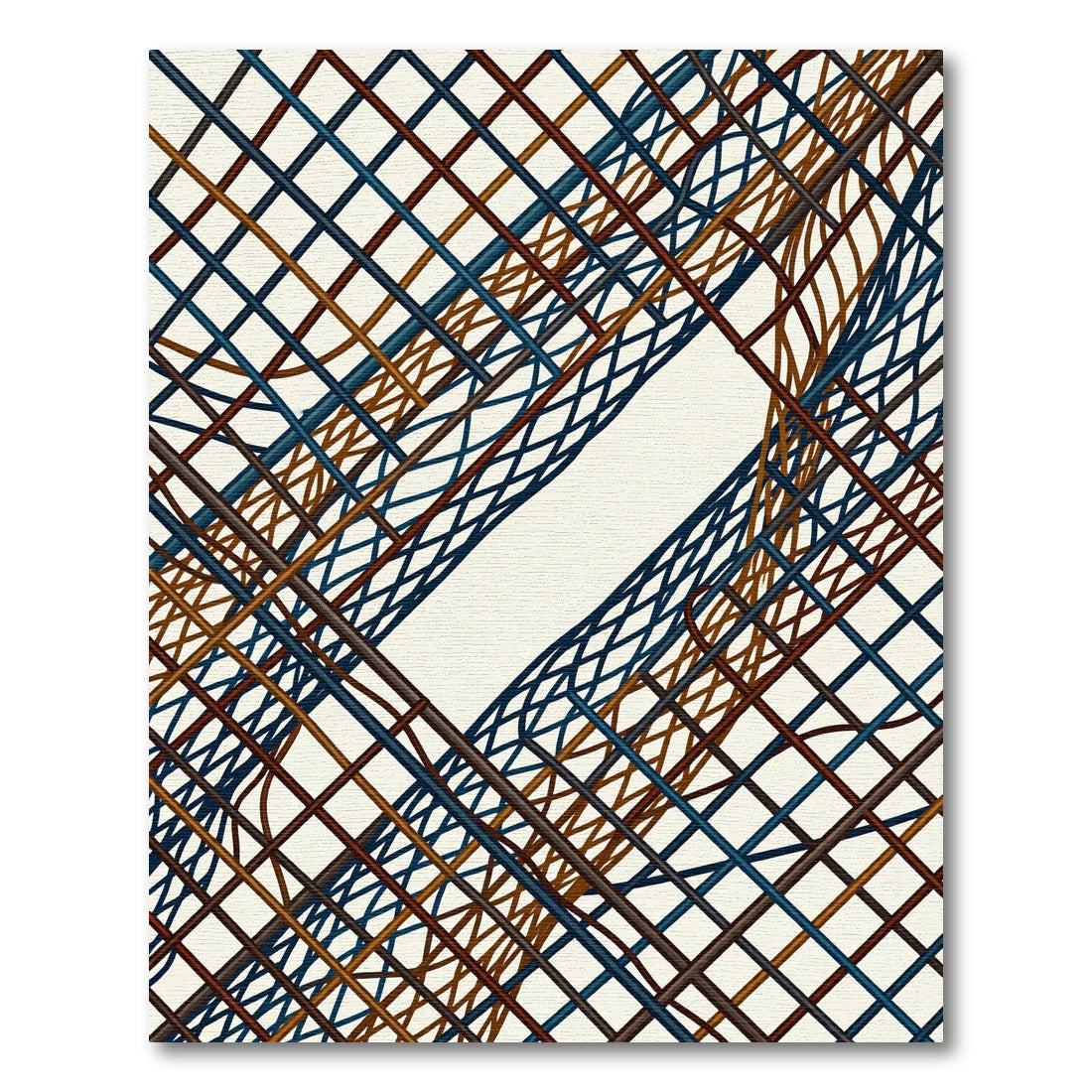 Intertwined Woven Lines Blue Brown Rug