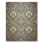 Elegant Sage and Gold Damask Scroll Rug