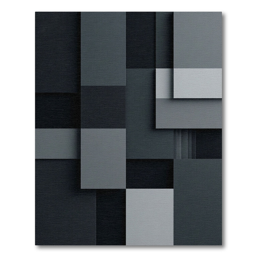 Modern Slate Gray Geometric Squares Rug