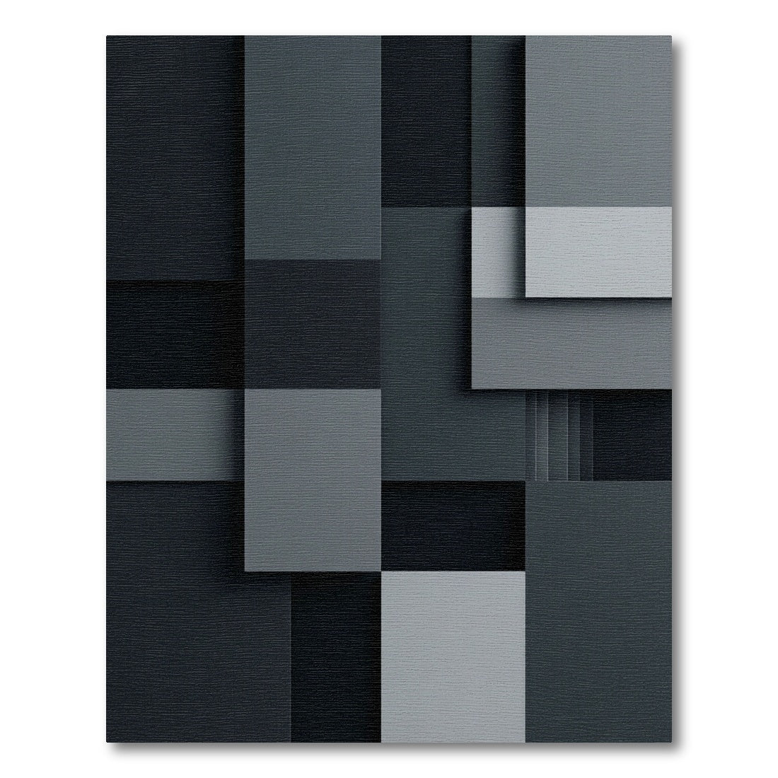 Modern Slate Gray Geometric Squares Rug