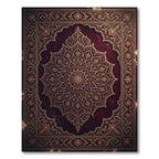 Ornate Burgundy Gold Floral Mandala Rug
