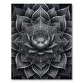 Monochrome Lotus Mandala Symmetry Rug