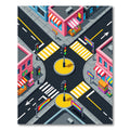 Vibrant Isometric Urban Rainbow Intersection Rug