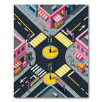 Vibrant Isometric Urban Rainbow Intersection Rug