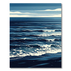 Modern Navy Ocean Wave Art Rug