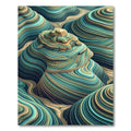 Green Blue Earthy Toned Stratified Waves Rug
