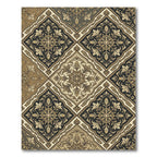 Elegant Gold Leaf Brocade Medallion Rug