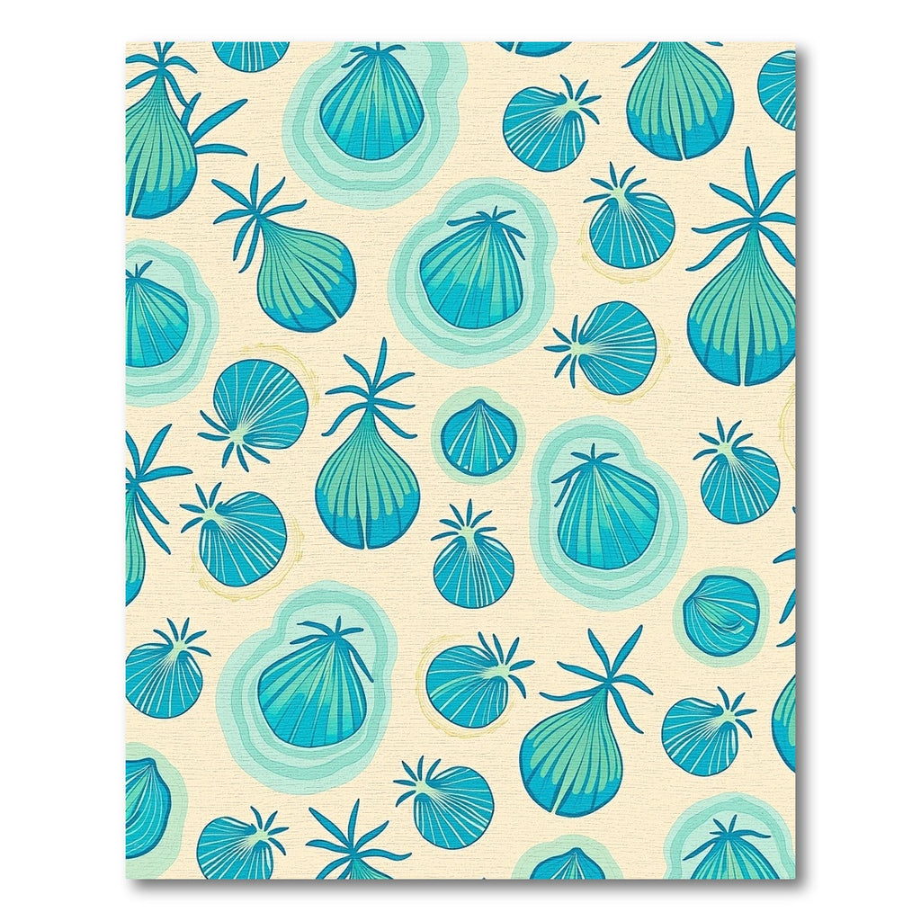 Teal Blue Seashell Scatter Rug